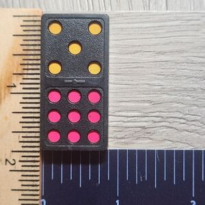 5:9 Vintage Whitman Replacement Domino Large Black Plastic Color Dots Dominoes